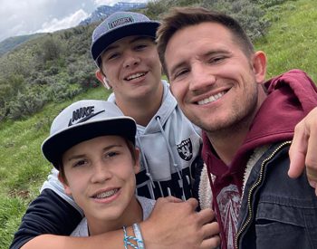 Henry Vorderbruggen and his two sons out on a hike in Arizona.